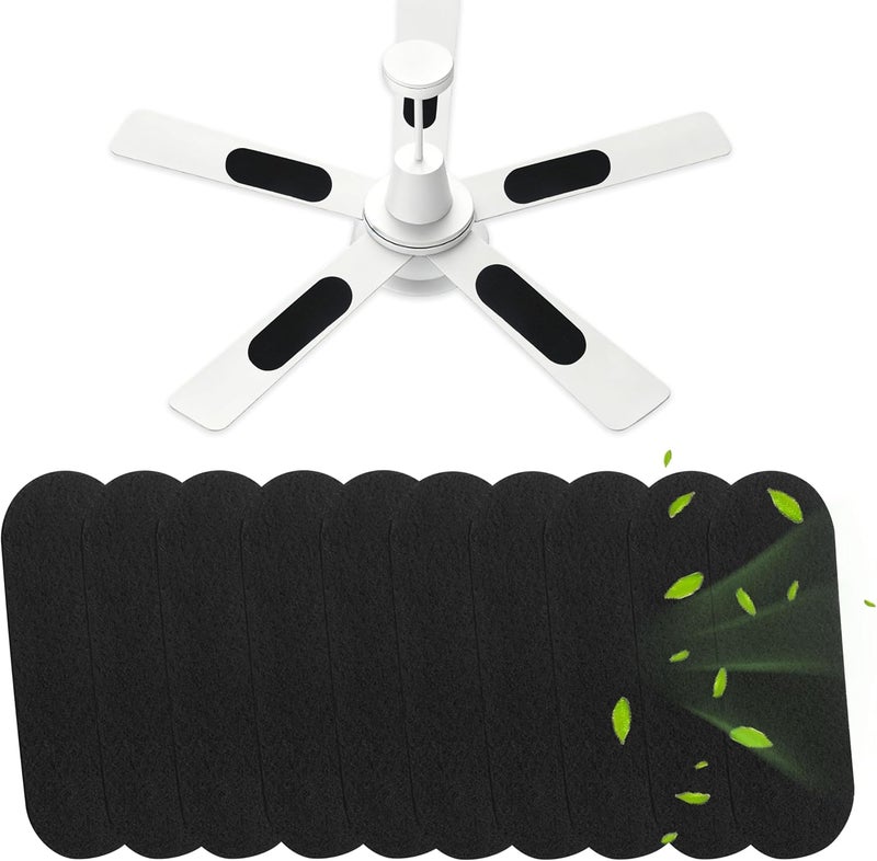 CHNPLUM Ceiling Fan Filters, Ceiling Fan Filters for Blades, Activated Carbon Ceiling Fan Filters Fit, Easy Stick on the Top of the Ceiling Fan Blades (10-Count) - Image 1